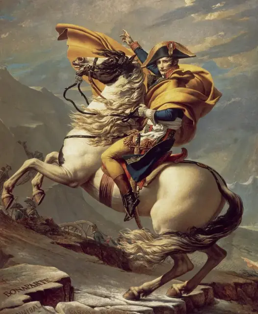 Bonaparte franchissant le Grand-Saint-Bernard, Jacques-Louis David, 1801 (détail)