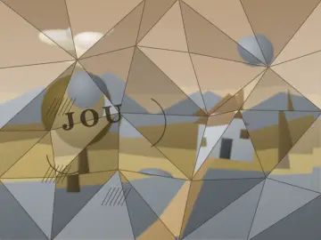 Paysage à la maison, peint par le jeu à la manière : Cubisme