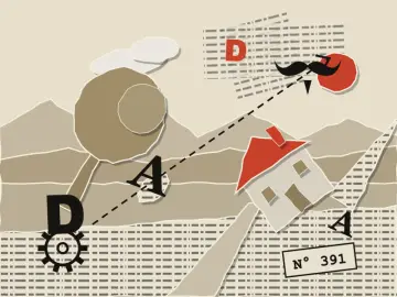 Paysage à la maison, peint par le jeu à la manière : Dada