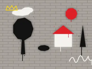 Paysage à la maison, peint par le jeu à la manière du street art (détail)