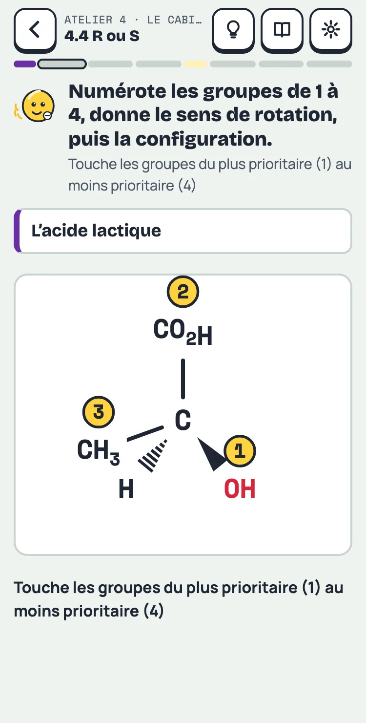 Sur téléphone : les règles CIP sur un carbone asymétrique