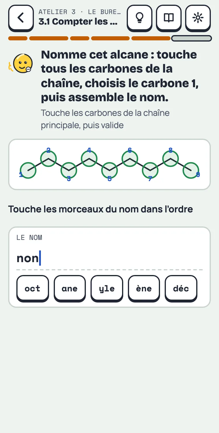 Sur téléphone : le nom d’une molécule en construction