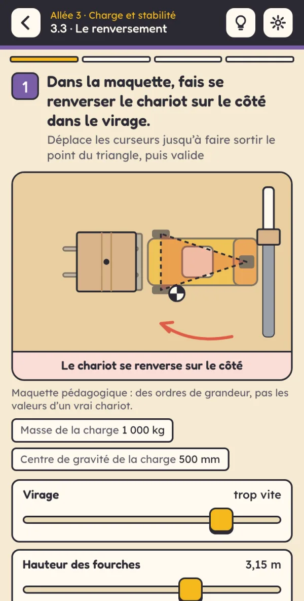 Sur téléphone : la maquette de Palette et ses curseurs